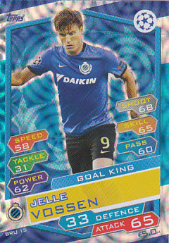 Jelle Vossen Club Brugge 2016/17 Topps Match Attax CL Goal King #BRU15